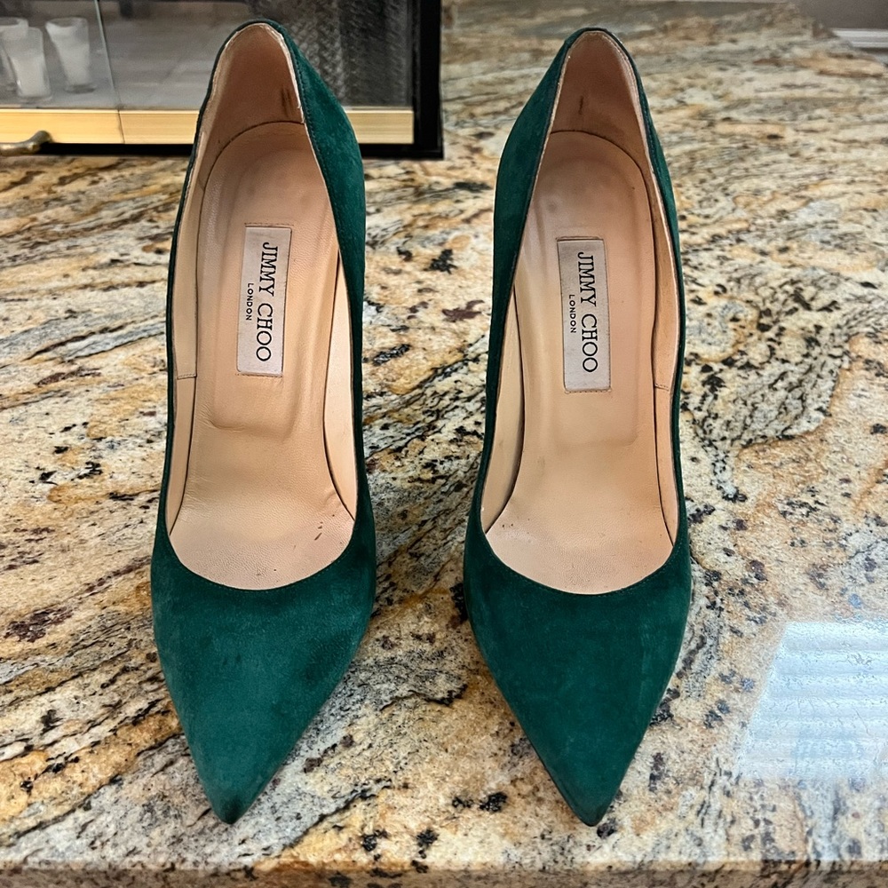 Jimmy Choo Suede Evergreen ANOUK (suede forest green) heels size 39.5